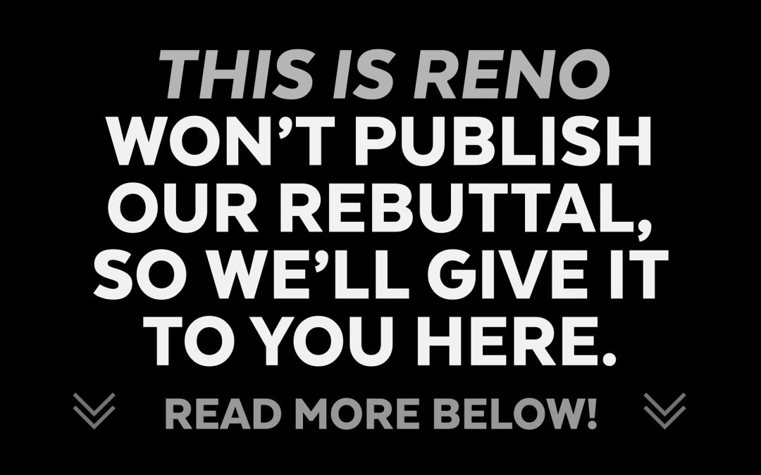 So this is reno, won’t publish our rebuttal, so we’ll give it to you here.